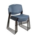 Zeng Regency Zeng Ultra Compact Metal Frame Armless Stackable Chair (4 Pack)- Blue 4400BE4PK